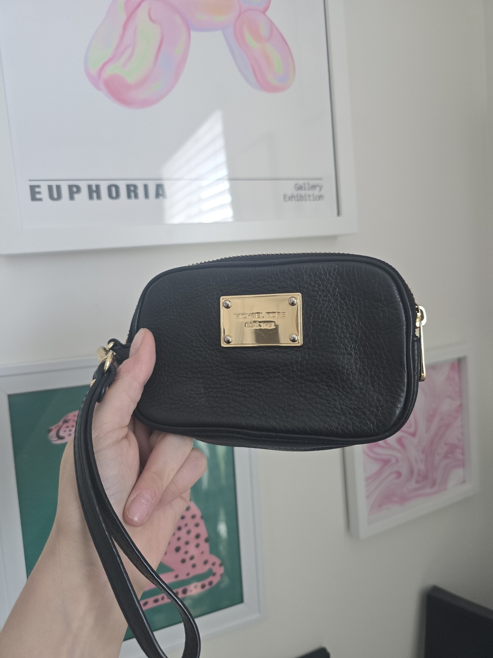 Michael Kors Dual Zipper Black Leather Wallet / Wristlet